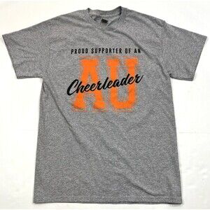 Gildan Anderson University AU Cheerleader T-Shirt Unisex M Gray‎ Proud Supporter